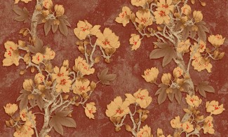 Обои красные с крупными цветами SIRPI винил Дерево арт. 10374-05 Красные виниловые