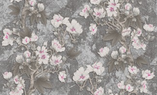 Обои серые с крупными цветами SIRPI винил Дерево арт. 10374-08 Серые виниловые о